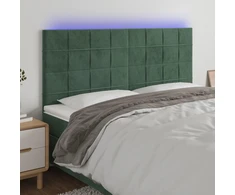 Galvūgalis su LED, tamsiai žalias, 180x5x118/128cm, aksomas