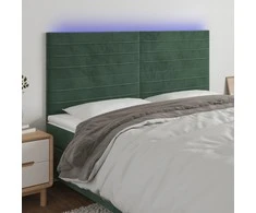 Galvūgalis su LED, tamsiai žalias, 180x5x118/128cm, aksomas