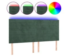 Galvūgalis su LED, tamsiai žalias, 180x5x118/128cm, aksomas