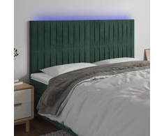 Galvūgalis su LED, tamsiai žalias, 180x5x118/128cm, aksomas