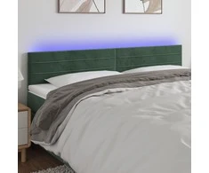 Galvūgalis su LED, tamsiai žalias, 180x5x78/88cm, aksomas