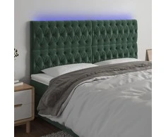 Galvūgalis su LED, tamsiai žalias, 180x7x118/128cm, aksomas