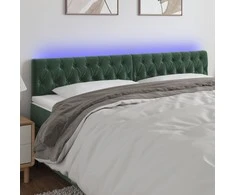 Galvūgalis su LED, tamsiai žalias, 180x7x78/88cm, aksomas