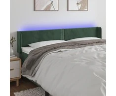 Galvūgalis su LED, tamsiai žalias, 183x16x78/88cm, aksomas