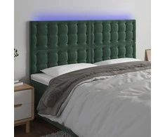 Galvūgalis su LED, tamsiai žalias, 200x5x118/128cm, aksomas