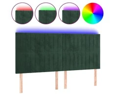 Galvūgalis su LED, tamsiai žalias, 200x5x118/128cm, aksomas
