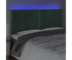 Galvūgalis su LED, tamsiai žalias, 200x5x118/128cm, aksomas