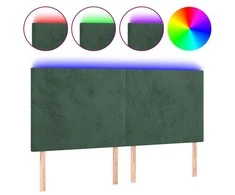 Galvūgalis su LED, tamsiai žalias, 200x5x118/128cm, aksomas