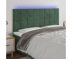 Galvūgalis su LED, tamsiai žalias, 200x5x118/128cm, aksomas