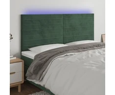 Galvūgalis su LED, tamsiai žalias, 200x5x118/128cm, aksomas