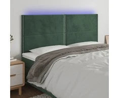 Galvūgalis su LED, tamsiai žalias, 200x5x118/128cm, aksomas
