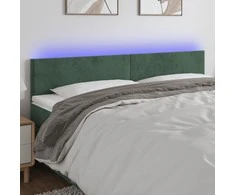 Galvūgalis su LED, tamsiai žalias, 200x5x78/88cm, aksomas