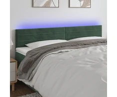 Galvūgalis su LED, tamsiai žalias, 200x5x78/88cm, aksomas
