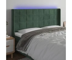 Galvūgalis su LED, tamsiai žalias, 203x16x118/128cm, aksomas