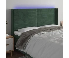 Galvūgalis su LED, tamsiai žalias, 203x16x118/128cm, aksomas