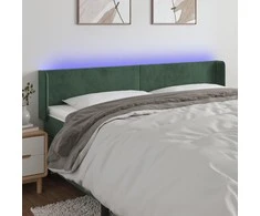 Galvūgalis su LED, tamsiai žalias, 203x16x78/88cm, aksomas