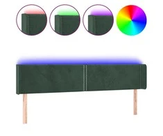 Galvūgalis su LED, tamsiai žalias, 203x16x78/88cm, aksomas