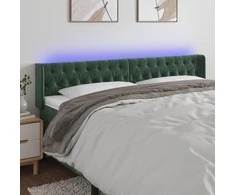 Galvūgalis su LED, tamsiai žalias, 203x16x78/88cm, aksomas