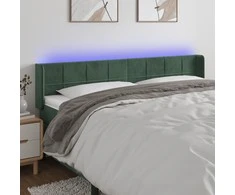 Galvūgalis su LED, tamsiai žalias, 203x16x78/88cm, aksomas