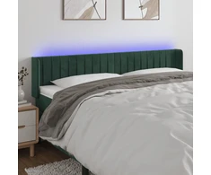 Galvūgalis su LED, tamsiai žalias, 203x16x78/88cm, aksomas