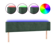 Galvūgalis su LED, tamsiai žalias, 203x16x78/88cm, aksomas
