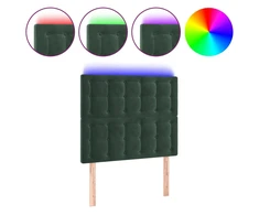 Galvūgalis su LED, tamsiai žalias, 80x5x118/128cm, aksomas