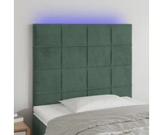 Galvūgalis su LED, tamsiai žalias, 80x5x118/128cm, aksomas