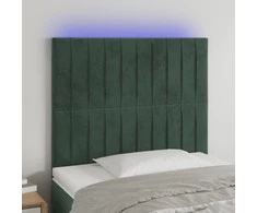 Galvūgalis su LED, tamsiai žalias, 80x5x118/128cm, aksomas