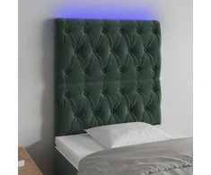 Galvūgalis su LED, tamsiai žalias, 80x7x118/128cm, aksomas
