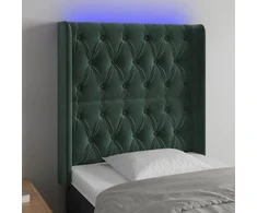 Galvūgalis su LED, tamsiai žalias, 83x16x118/128cm, aksomas
