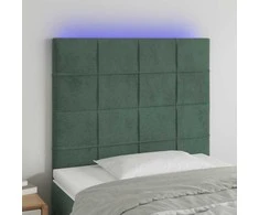 Galvūgalis su LED, tamsiai žalias, 90x5x118/128cm, aksomas