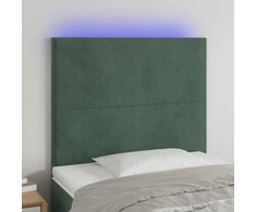Galvūgalis su LED, tamsiai žalias, 90x5x118/128cm, aksomas