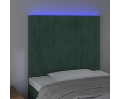 Galvūgalis su LED, tamsiai žalias, 90x5x118/128cm, aksomas