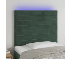 Galvūgalis su LED, tamsiai žalias, 90x5x118/128cm, aksomas
