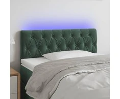 Galvūgalis su LED, tamsiai žalias, 90x7x78/88cm, aksomas