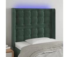 Galvūgalis su LED, tamsiai žalias, 93x16x118/128cm, aksomas