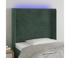 Galvūgalis su LED, tamsiai žalias, 93x16x118/128cm, aksomas