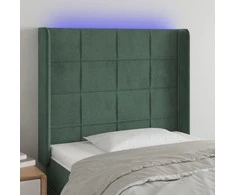 Galvūgalis su LED, tamsiai žalias, 93x16x118/128cm, aksomas
