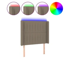 Galvūgalis su LED, taupe spalvos, 103x16x118/128cm, audinys