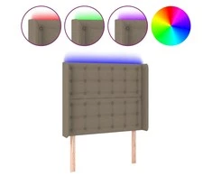 Galvūgalis su LED, taupe spalvos, 103x16x118/128cm, audinys