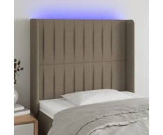 Galvūgalis su LED, taupe spalvos, 103x16x118/128cm, audinys