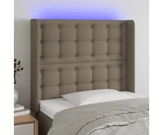 Galvūgalis su LED, taupe spalvos, 103x16x118/128cm, audinys