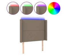 Galvūgalis su LED, taupe spalvos, 103x16x118/128cm, audinys