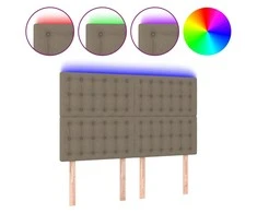 Galvūgalis su LED, taupe spalvos, 144x5x118/128cm, audinys