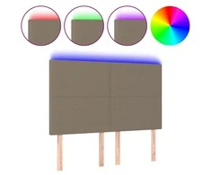 Galvūgalis su LED, taupe spalvos, 144x5x118/128cm, audinys