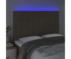 Galvūgalis su LED, taupe spalvos, 144x5x118/128cm, audinys