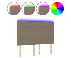 Galvūgalis su LED, taupe spalvos, 144x5x118/128cm, audinys
