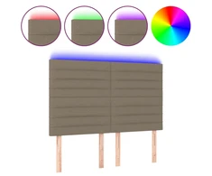 Galvūgalis su LED, taupe spalvos, 144x5x118/128cm, audinys