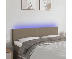 Galvūgalis su LED, taupe spalvos, 144x5x78/88cm, audinys