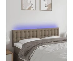 Galvūgalis su LED, taupe spalvos, 144x5x78/88cm, audinys